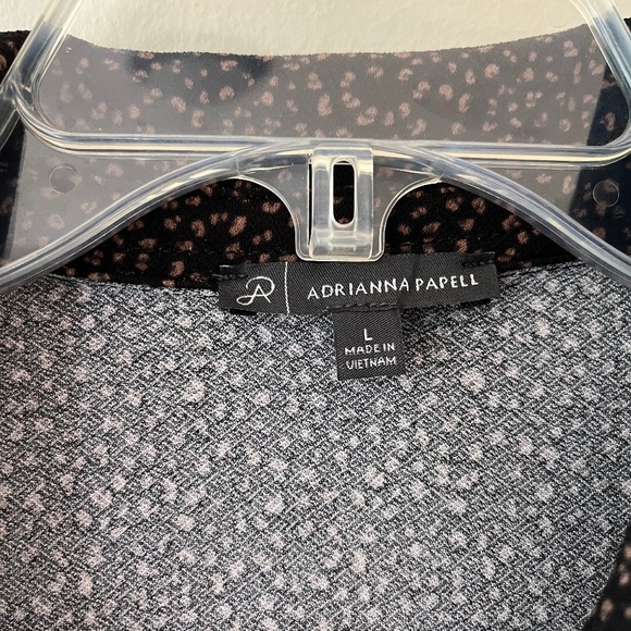 Adrianna Papell Sz L Tank Top Stretch V Neck Blouse Black Button Down Tie Waist - Picture 2 of 7